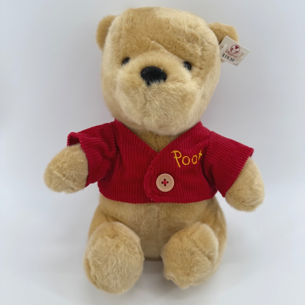 Disney Store Winnie the Pooh 80th Anniversary Plush Red Corduroy Vest 2005 10in